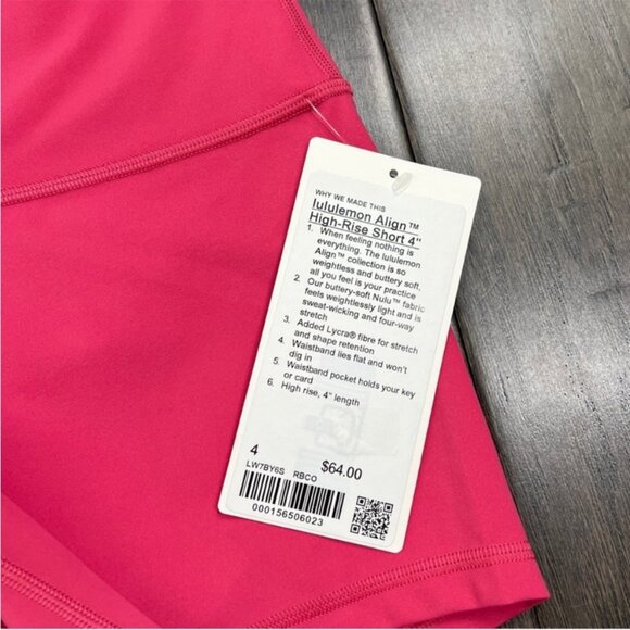 Lululemon Align High-Rise Short 4" Raspberry Coulis NWT - Picture 4 of 7